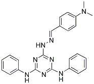 (E)-6-(2-(4-(Dimethylamino)benzylidene)hydrazinyl)-N2,N4-diphenyl-1,3,5-triazine-2,4-diamine 结构式