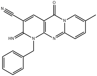 1-BENZYL-2-IMINO-8-METHYL-5-OXO-1,5-DIHYDRO-2H-DIPYRIDO[1,2-A:2',3'-D]PYRIMIDINE-3-CARBONITRILE 结构式