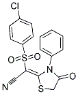 2-((4-CHLOROPHENYL)SULFONYL)-2-(4-OXO-5-PHENYL(2,5-THIAZOLIDINYLIDENE))ETHANENITRILE 结构式