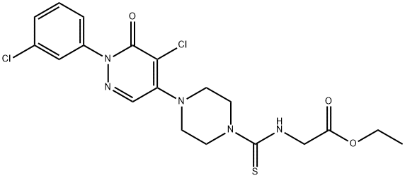 Ethyl 2-[((4-[5-chloro-1-(3-chlorophenyl)-6-oxo-1,6-dihydro-4-pyridazinyl]piperazino)carbothioyl)amino]acetate 结构式