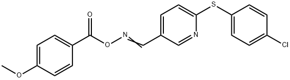 2-[(4-CHLOROPHENYL)SULFANYL]-5-(([(4-METHOXYBENZOYL)OXY]IMINO)METHYL)PYRIDINE 结构式