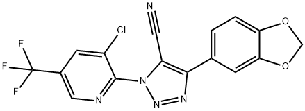 4-Benzo[d]1,3-dioxolan-5-yl-1-(3-chloro-5-(trifluoromethyl)(2-pyridyl))-1,2,3-triazole-5-carbonitrile 结构式