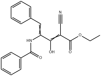 ETHYL 4-(BENZOYLAMINO)-2-CYANO-3-HYDROXY-5-PHENYL-2,4-PENTADIENOATE 结构式