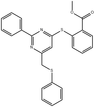 METHYL 2-((2-PHENYL-6-[(PHENYLSULFANYL)METHYL]-4-PYRIMIDINYL)SULFANYL)BENZENECARBOXYLATE 结构式