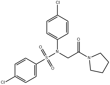 4-CHLORO-N-(4-CHLOROPHENYL)-N-[2-OXO-2-(1-PYRROLIDINYL)ETHYL]BENZENESULFONAMIDE 结构式