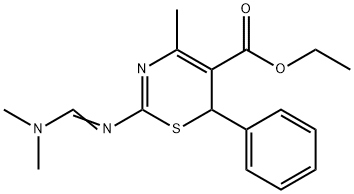 ETHYL 2-([(E)-(DIMETHYLAMINO)METHYLIDENE]AMINO)-4-METHYL-6-PHENYL-6H-1,3-THIAZINE-5-CARBOXYLATE 结构式