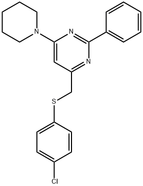 4-([(4-Chlorophenyl)sulfanyl]methyl)-2-phenyl-6-piperidinopyrimidine 结构式