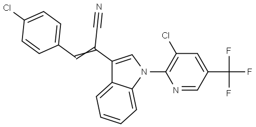 3-(4-Chlorophenyl)-2-(1-[3-chloro-5-(trifluoromethyl)-2-pyridinyl]-1H-indol-3-yl)acrylonitrile 结构式