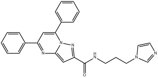N-(3-(1H-咪唑-1-基)丙基)-5,7-二苯基吡唑并[1,5-A]嘧啶-2-甲酰胺 结构式