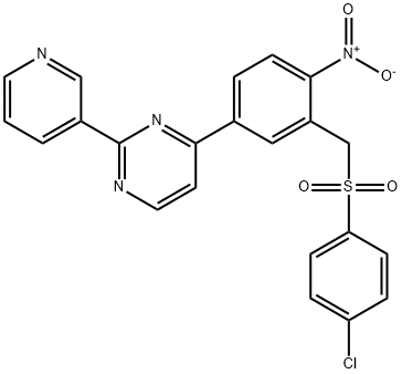 4-(3-([(4-Chlorophenyl)sulfonyl]methyl)-4-nitrophenyl)-2-(3-pyridinyl)pyrimidine 结构式
