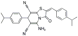 (E)-5-Amino-2-(4-isopropylbenzylidene)-7-(4-isopropylphenyl)-3-oxo-3,7-dihydro-2H-thiazolo[3,2-a]pyridine-6,8-dicarbonitrile 结构式