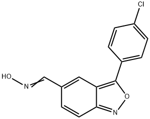3-(4-CHLOROPHENYL)-2,1-BENZISOXAZOLE-5-CARBALDEHYDE OXIME 结构式
