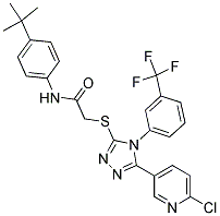 N1-[4-(TERT-BUTYL)PHENYL]-2-((5-(6-CHLORO-3-PYRIDYL)-4-[3-(TRIFLUOROMETHYL)PHENYL]-4H-1,2,4-TRIAZOL-3-YL)THIO)ACETAMIDE 结构式