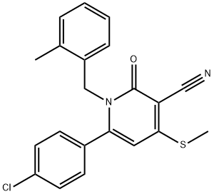 6-(4-CHLOROPHENYL)-1-(2-METHYLBENZYL)-4-(METHYLSULFANYL)-2-OXO-1,2-DIHYDRO-3-PYRIDINECARBONITRILE 结构式