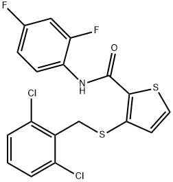 3-[(2,6-DICHLOROBENZYL)SULFANYL]-N-(2,4-DIFLUOROPHENYL)-2-THIOPHENECARBOXAMIDE 结构式
