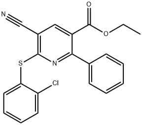 Ethyl 6-[(2-chlorophenyl)sulfanyl]-5-cyano-2-phenylnicotinate 结构式