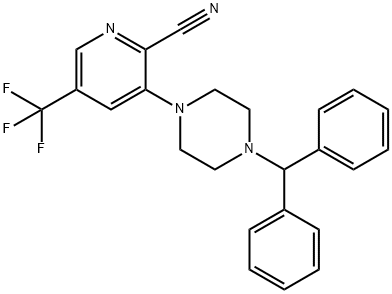 3-(4-BENZHYDRYLPIPERAZINO)-5-(TRIFLUOROMETHYL)-2-PYRIDINECARBONITRILE 结构式