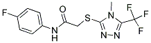 N-(4-FLUOROPHENYL)-2-([4-METHYL-5-(TRIFLUOROMETHYL)-4H-1,2,4-TRIAZOL-3-YL]SULFANYL)ACETAMIDE 结构式