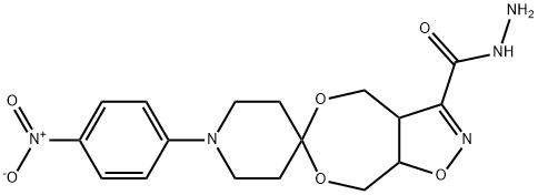 [4,5-BIS-(HYDROXYMETHYL)-4,5-DIHYDROISOXAZOLE-3-CARBOXYLIC ACID HYDRAZIDE][1-(4-NITROPHENYL)PIPERID-4-ONE]ACETAL 结构式