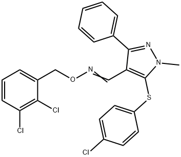 5-[(4-CHLOROPHENYL)SULFANYL]-1-METHYL-3-PHENYL-1H-PYRAZOLE-4-CARBALDEHYDE O-(2,3-DICHLOROBENZYL)OXIME 结构式