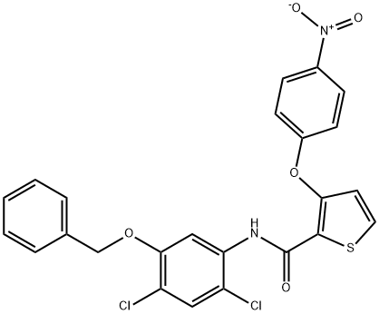 N-[5-(BENZYLOXY)-2,4-DICHLOROPHENYL]-3-(4-NITROPHENOXY)-2-THIOPHENECARBOXAMIDE 结构式