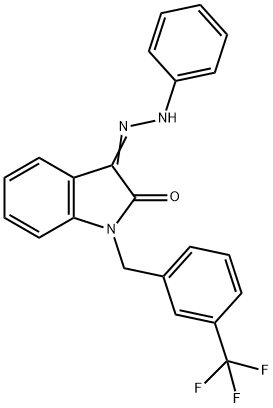 1-[3-(TRIFLUOROMETHYL)BENZYL]-1H-INDOLE-2,3-DIONE 3-(N-PHENYLHYDRAZONE) 结构式