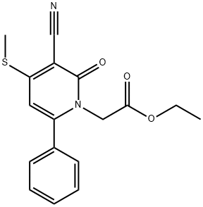 ETHYL 2-[3-CYANO-4-(METHYLSULFANYL)-2-OXO-6-PHENYL-1(2H)-PYRIDINYL]ACETATE 结构式