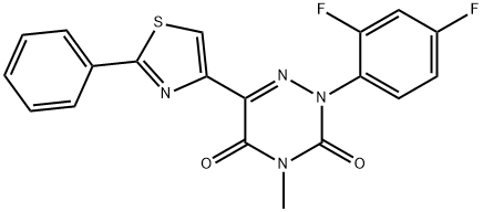 2-(2,4-DIFLUOROPHENYL)-4-METHYL-6-(2-PHENYL-1,3-THIAZOL-4-YL)-1,2,4-TRIAZINE-3,5(2H,4H)-DIONE 结构式