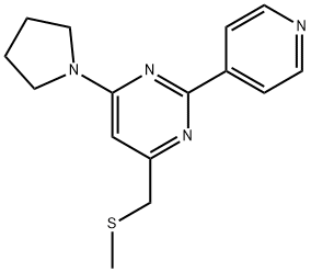 4-[(METHYLSULFANYL)METHYL]-2-(4-PYRIDINYL)-6-(1-PYRROLIDINYL)PYRIMIDINE 结构式