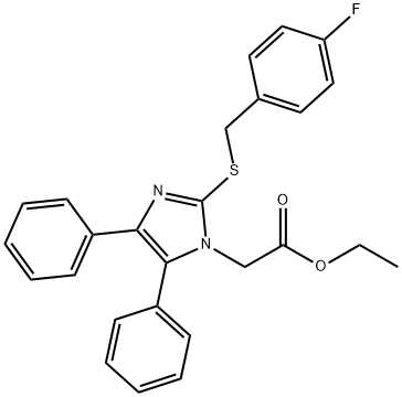 Ethyl 2-(2-[(4-fluorobenzyl)sulfanyl]-4,5-diphenyl-1H-imidazol-1-yl)acetate 结构式