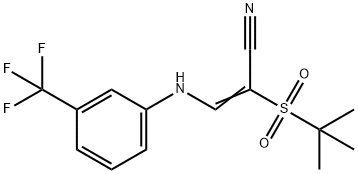 2-((TERT-BUTYL)SULFONYL)-3-((3-(TRIFLUOROMETHYL)PHENYL)AMINO)PROP-2-ENENITRILE 结构式