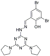 3,5-DIBROMO-2-HYDROXYBENZALDEHYDE (4,6-DIPYRROLIDIN-1-YL-1,3,5-TRIAZIN-2-YL)HYDRAZONE 结构式