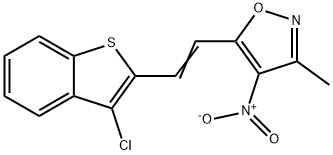 5-[2-(3-CHLORO-1-BENZOTHIOPHEN-2-YL)VINYL]-3-METHYL-4-NITROISOXAZOLE 结构式