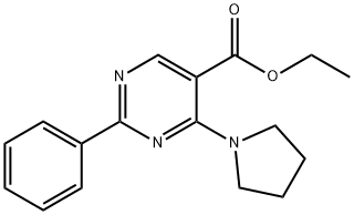 Ethyl 2-phenyl-4-(1-pyrrolidinyl)-5-pyrimidinecarboxylate 结构式