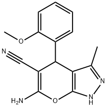 6-氨基-4-(2-甲氧基苯基)-3-甲基-1,4-二氢吡喃[2,3-C]吡唑-5-甲腈 结构式