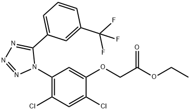 ETHYL 2-(2,4-DICHLORO-5-(5-[3-(TRIFLUOROMETHYL)PHENYL]-1H-1,2,3,4-TETRAAZOL-1-YL)PHENOXY)ACETATE 结构式