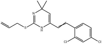 2-(ALLYLSULFANYL)-4-(2,4-DICHLOROSTYRYL)-6,6-DIMETHYL-1,6-DIHYDROPYRIMIDINE 结构式