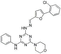 (E)-4-(2-((5-(2-Chlorophenyl)furan-2-yl)methylene)hydrazinyl)-6-morpholino-N-phenyl-1,3,5-triazin-2-amine 结构式