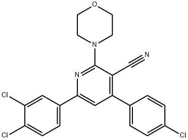 4-(4-CHLOROPHENYL)-6-(3,4-DICHLOROPHENYL)-2-MORPHOLINONICOTINONITRILE 结构式