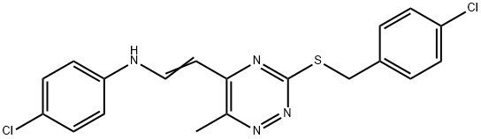 4-CHLORO-N-(2-(3-[(4-CHLOROBENZYL)SULFANYL]-6-METHYL-1,2,4-TRIAZIN-5-YL)VINYL)ANILINE 结构式
