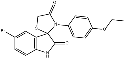 10-BROMO-3-(4-ETHOXYPHENYL)SPIRO[1,3-THIAZOLIDINE-2,3'-INDOLINE]-4,7-DIONE 结构式