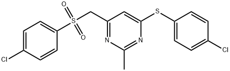 4-CHLOROPHENYL (6-[(4-CHLOROPHENYL)SULFANYL]-2-METHYL-4-PYRIMIDINYL)METHYL SULFONE 结构式