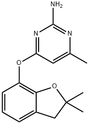 6-(2,2-DIMETHYL(3-OXAINDAN-4-YLOXY))-4-METHYLPYRIMIDINE-2-YLAMINE 结构式