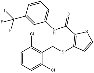 3-[(2,6-DICHLOROBENZYL)SULFANYL]-N-[3-(TRIFLUOROMETHYL)PHENYL]-2-THIOPHENECARBOXAMIDE 结构式