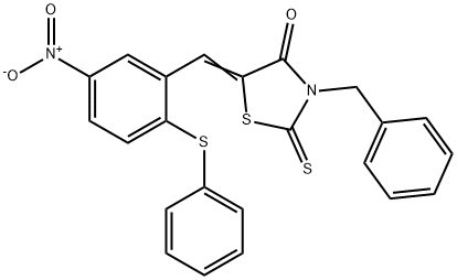 3-BENZYL-5-([5-NITRO-2-(PHENYLSULFANYL)PHENYL]METHYLENE)-2-THIOXO-1,3-THIAZOLAN-4-ONE 结构式