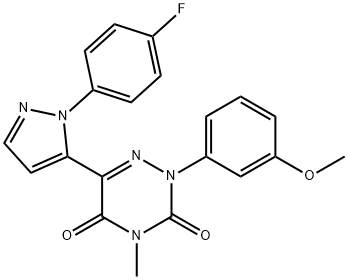 6-[1-(4-FLUOROPHENYL)-1H-PYRAZOL-5-YL]-2-(3-METHOXYPHENYL)-4-METHYL-1,2,4-TRIAZINE-3,5(2H,4H)-DIONE 结构式