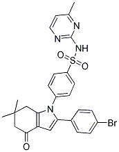 2-(4-BROMOPHENYL)-6,6-DIMETHYL-1-(4-(((4-METHYL-PYRIMIDIN-2-YL)AMINO)SULFONYL)PHENYL)-5,6,7-TRIHYDROINDOL-4-ONE 结构式
