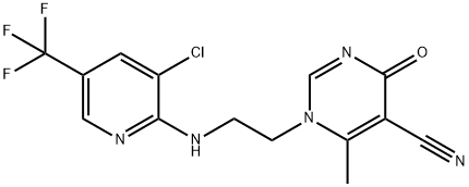 1-(2-([3-CHLORO-5-(TRIFLUOROMETHYL)-2-PYRIDINYL]AMINO)ETHYL)-6-METHYL-4-OXO-1,4-DIHYDRO-5-PYRIMIDINECARBONITRILE 结构式