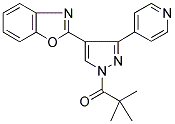 4-(BENZOXAZOL-2-YL)-3-(PYRIDIN-4-YL)-1-(TERT-BUTYLCARBONYL)PYRAZOLE 结构式