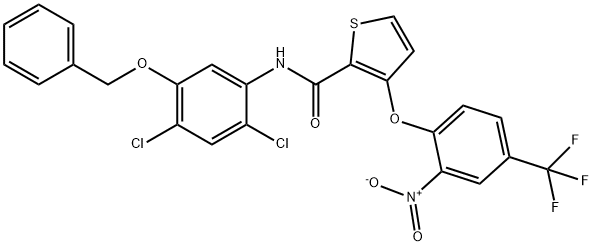 N-[5-(BENZYLOXY)-2,4-DICHLOROPHENYL]-3-[2-NITRO-4-(TRIFLUOROMETHYL)PHENOXY]-2-THIOPHENECARBOXAMIDE 结构式